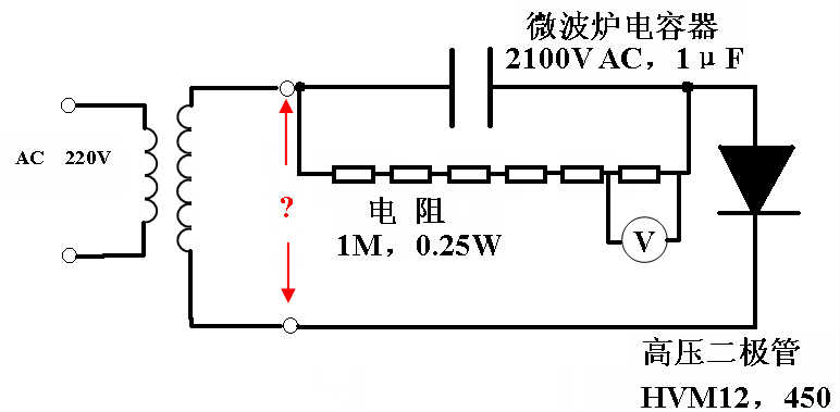 微波炉变压器整流电路.gif
